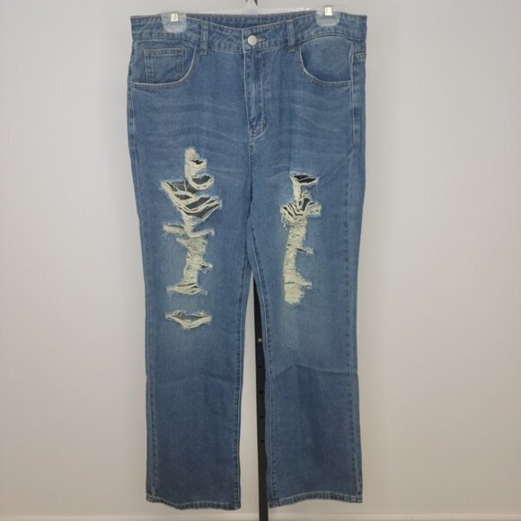 SHEIN Men's Ripped  Straight Leg Jeans - Picture 1 of 4